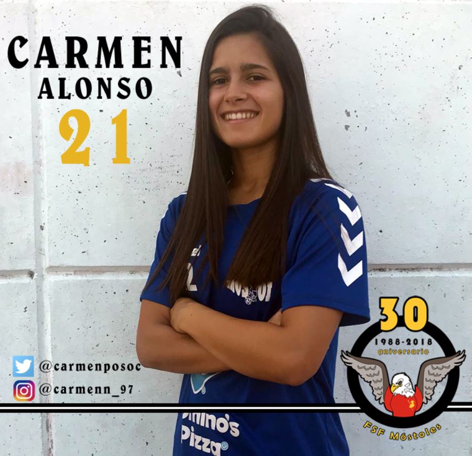 Carmen Alonso (Jugadora FSF Móstoles):" Todavía queda mucha liga y sabemos que somos capaces de ganar a cualquier equipo."