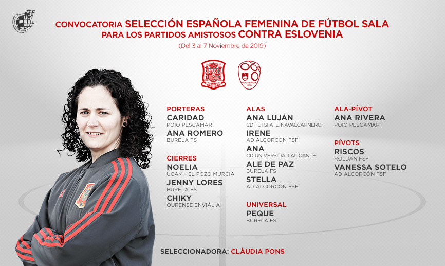 Convocatoria de la Selección española femenina de fútbol sala para los amistosos en Eslovenia