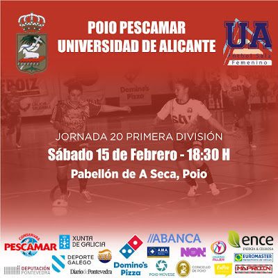 Previa: Poio Pescamar FSF - Universidad de Alicante FSF. Jornada 20ª. 1ª División de Fútbol Sala Femenino