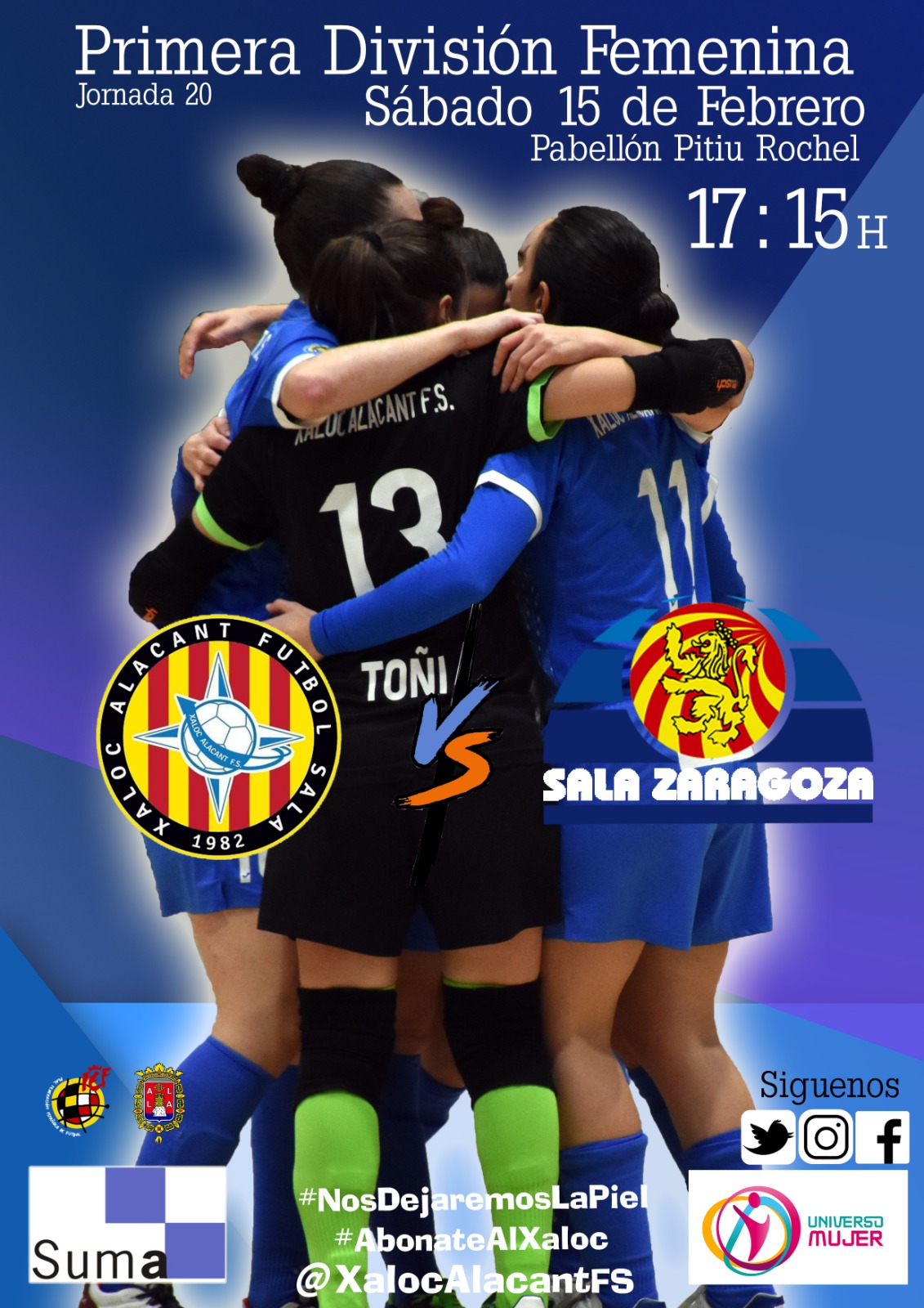 Previa: Xaloc Alacant - Sala Zaragoza. Jornada 20ª. 1ª División de Fútbol Sala Femenino