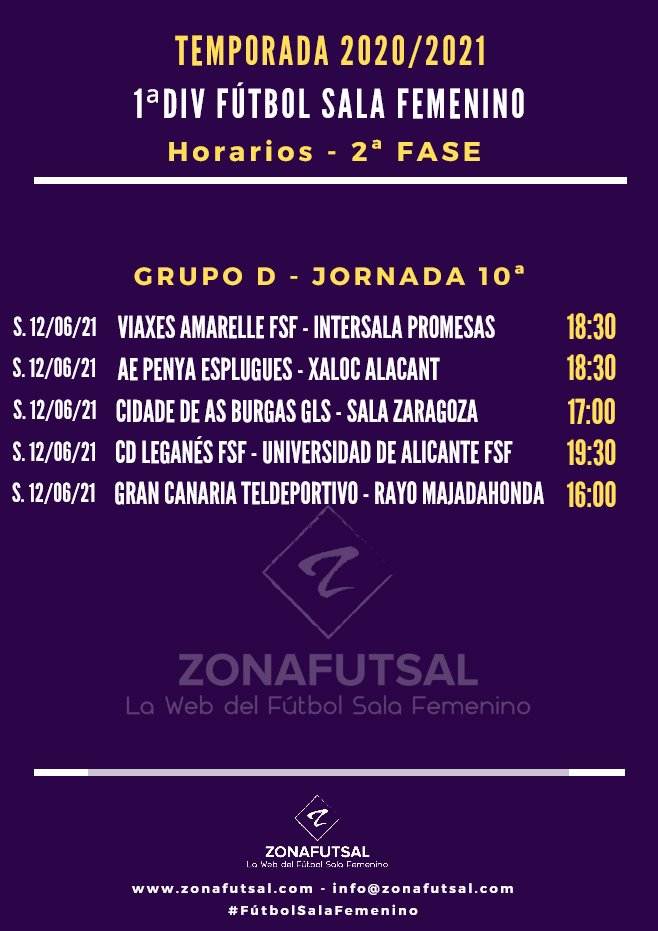 Horarios de la 10ª Jornada de la 2ª Fase de 1ª División