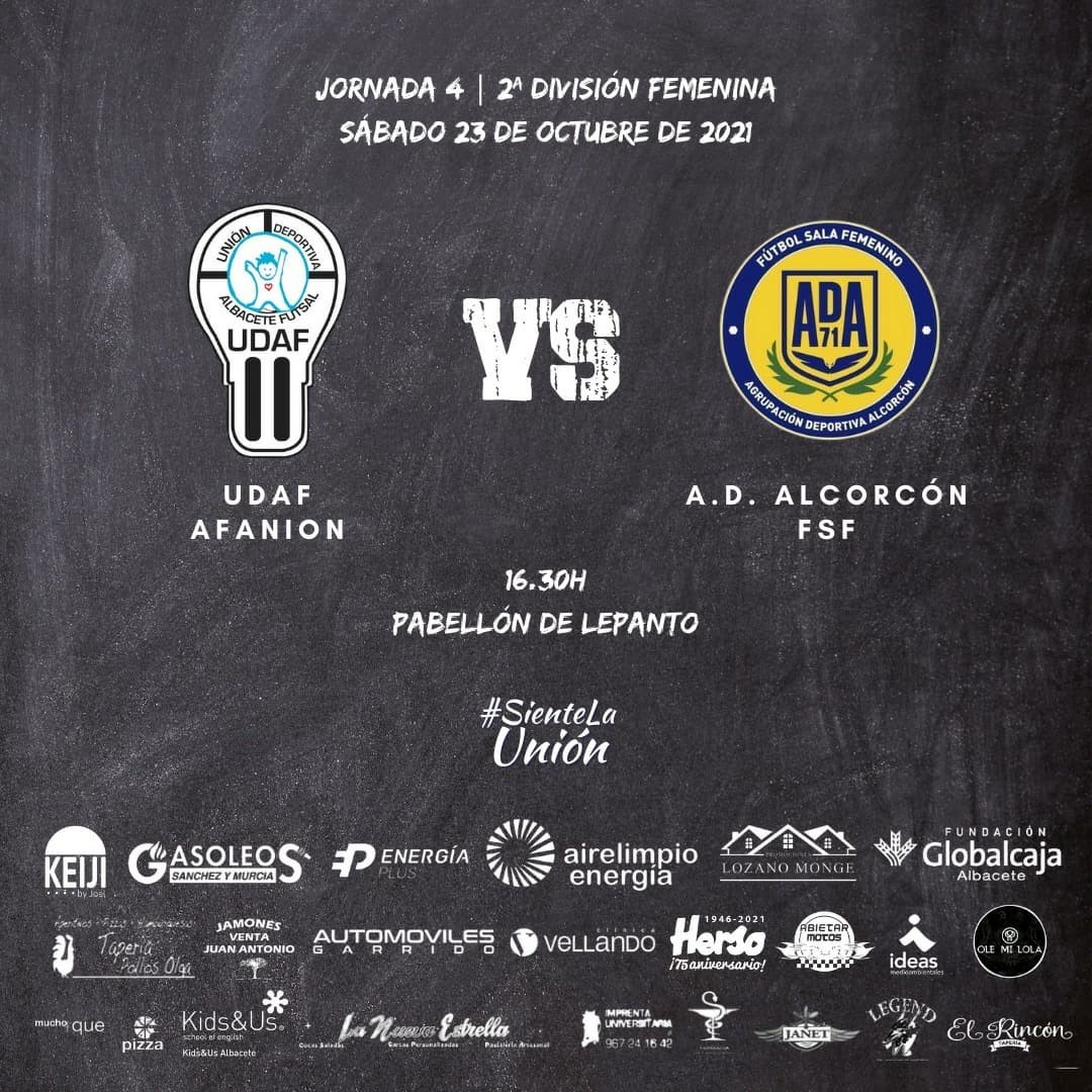 Previa del Partido de Liga de 2ª División: UDAF AFANION - AD Alcorcón FSF "B". Jornada 5ª. Grupo 4º