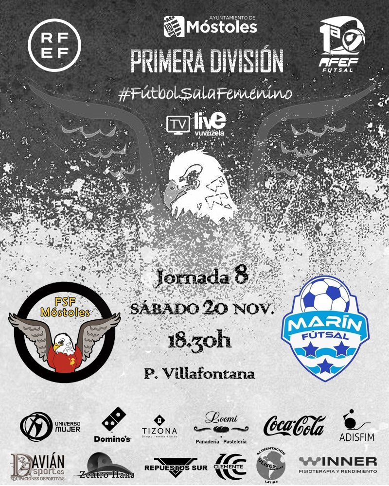 Previa del Partido de Liga de 1ª División: FSF Móstoles - Marín Futsal. Jornada 8ª