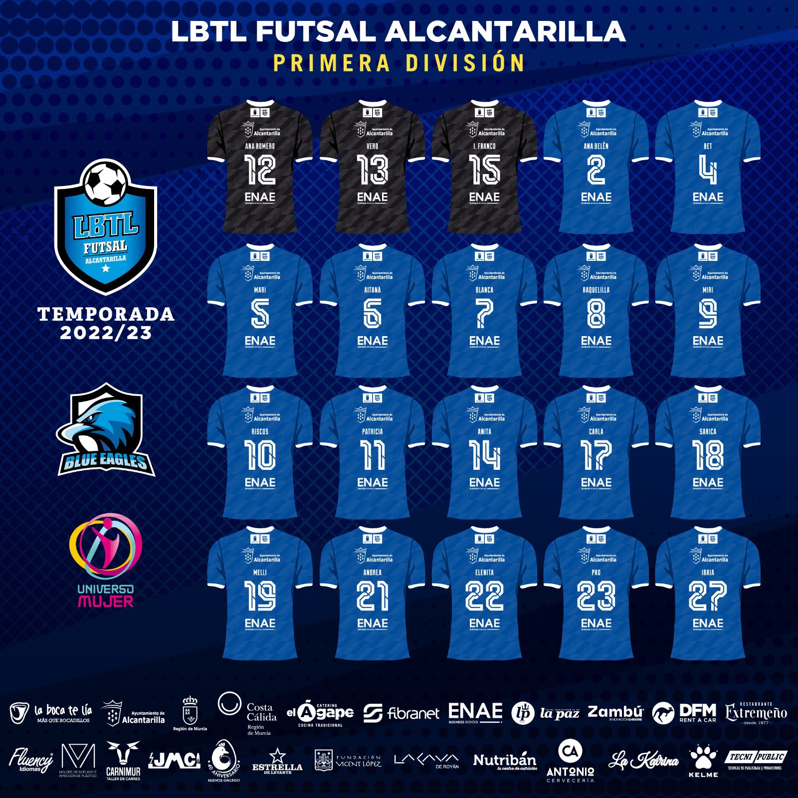 Plantilla de La Boca Te Lia Futsal Alcantarilla para la próxima Temporada. Foto: LBTL Futsal Alcantarilla