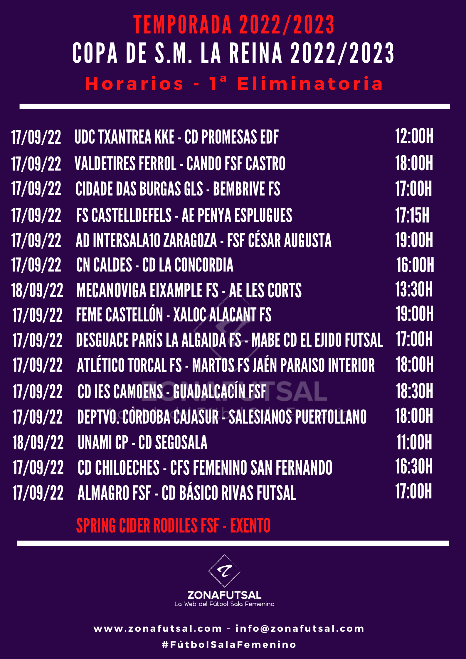 Copa de la reina calendario