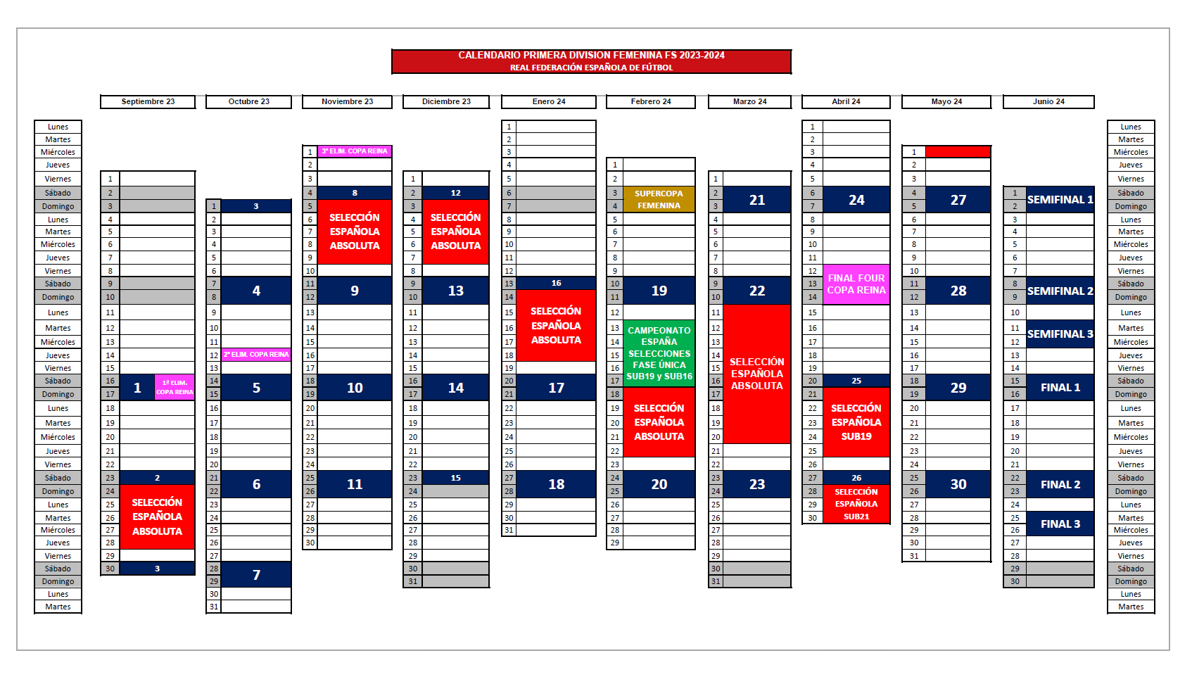 Calendario liga futbol sala