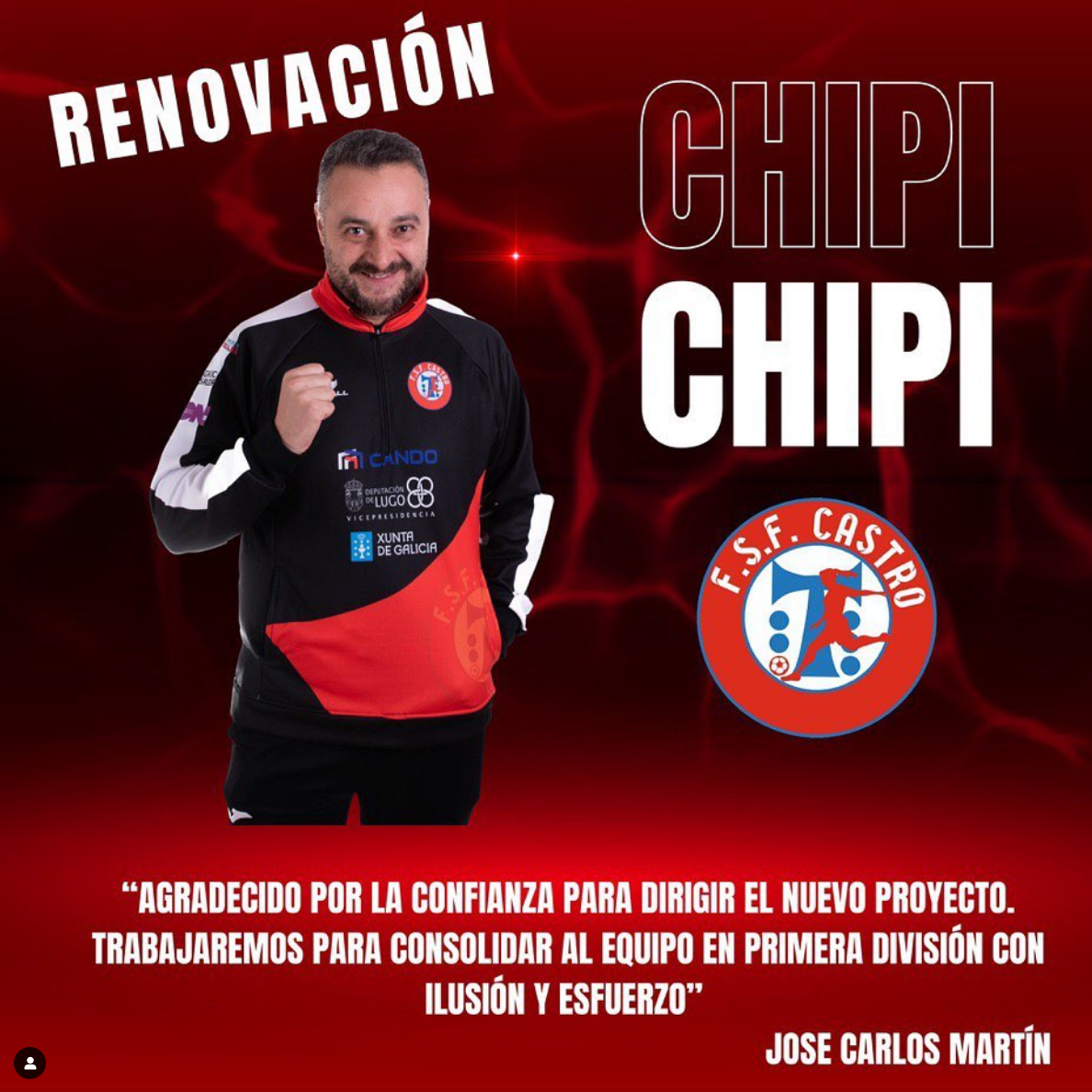 José Carlos Martín "Chipi", Entrenador de FSF Castro. Foto: FSF Castro