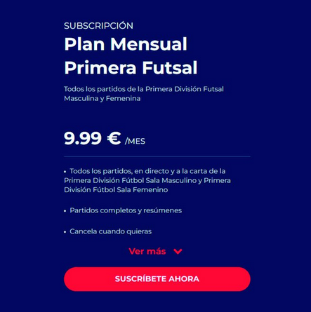 La plataforma FEF TV rectifica y elabora planes específicos de suscripción para visionar la 1ª División Futsal Iberdrola